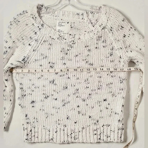 American  eagle outfitters Ramie Blend Raglan 3/4 Sleeve Ivory Sweater SzM - Picture 6 of 8